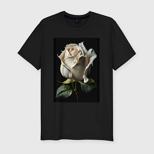Мужская slim-футболка Белая роза / Черный – фото 1