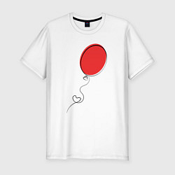 Мужская slim-футболка Красный воздушный шарик с сердцем
