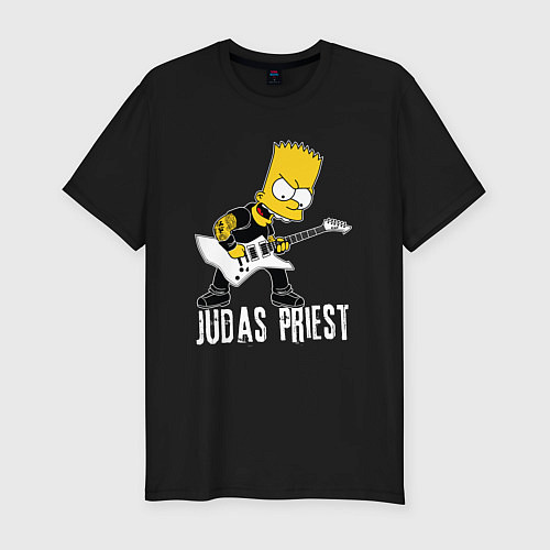 Мужская slim-футболка Judas Priest Барт Симпсон рокер / Черный – фото 1