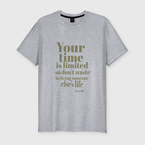 Мужская slim-футболка Стив Джобс надпись / Меланж – фото 1