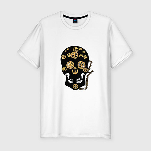 Мужская slim-футболка Череп лого / Белый – фото 1