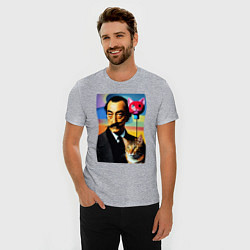 Футболка slim-fit Salvador Dali and cat, цвет: меланж — фото 2