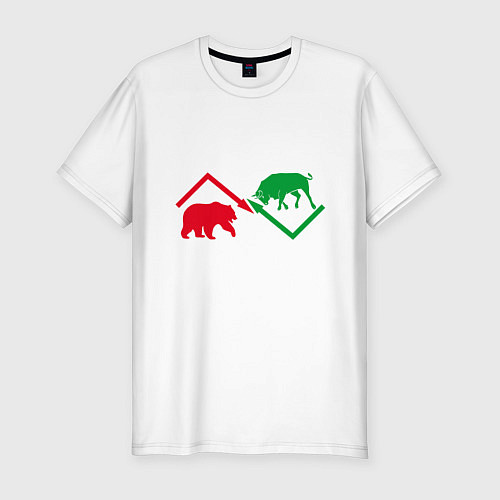 Мужская slim-футболка Быки и медведи / Белый – фото 1