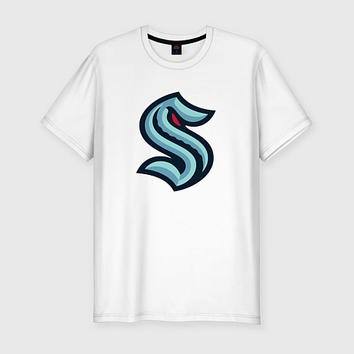 Мужская slim-футболка Сиэтл Кракен логотип / Белый – фото 1