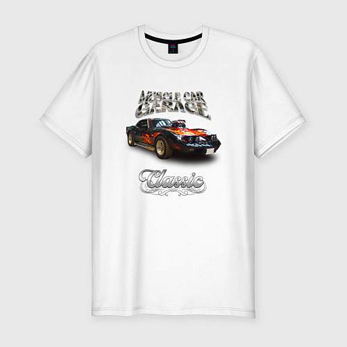 Мужская slim-футболка Американский масл-кар Шевроле Корвет / Белый – фото 1