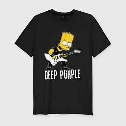 Футболка slim-fit Deep Purple Барт Симпсон рокер, цвет: черный