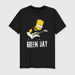 Футболка slim-fit Green Day Барт Симпсон рокер, цвет: черный