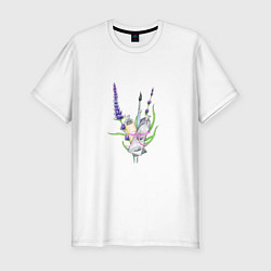 Мужская slim-футболка Букет красок с лавандой