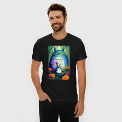 Футболка slim-fit My neighbor Totoro - neural network - art, цвет: черный — фото 2