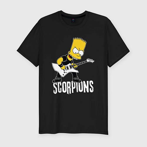Мужская slim-футболка Scorpions Барт Симпсон рокер / Черный – фото 1
