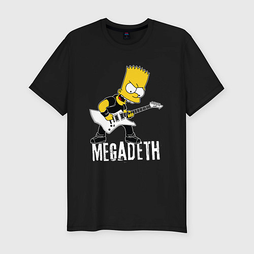 Мужская slim-футболка Megadeth Барт Симпсон рокер / Черный – фото 1