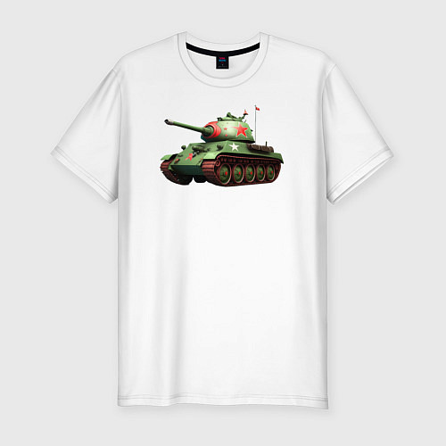 Мужская slim-футболка Легенда Т-34 / Белый – фото 1