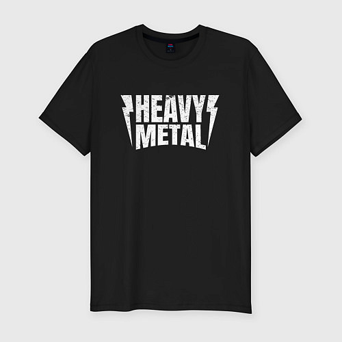 Мужская slim-футболка Heavy metal надпись с молниями / Черный – фото 1