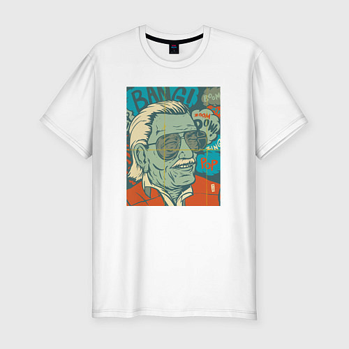 Мужская slim-футболка Stan Lee bang / Белый – фото 1