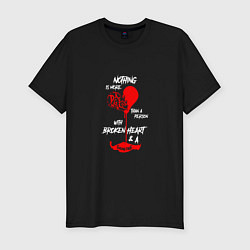 Футболка slim-fit Nothing is more than a person with broken heart sm, цвет: черный