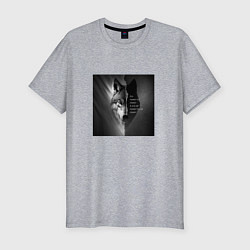Мужская slim-футболка Мем с волком