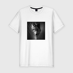 Мужская slim-футболка Мем с волком