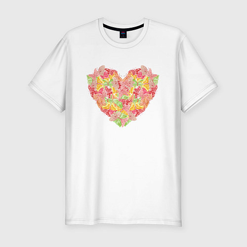 Мужская slim-футболка Нежное сердце бабочки / Белый – фото 1