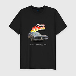 Мужская slim-футболка Американский масл-кар Dodge Charger RT 1971