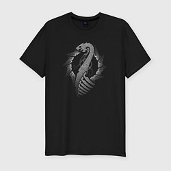 Футболка slim-fit Дракон драккара, цвет: черный