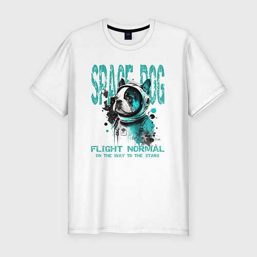 Мужская slim-футболка Космический пес / Белый – фото 1