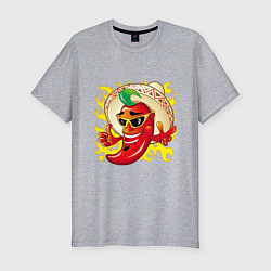 Мужская slim-футболка Горячий мексиканский перчик чили