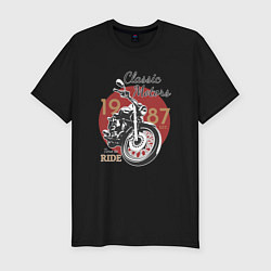 Мужская slim-футболка Мотоцикл Ретро принт 1