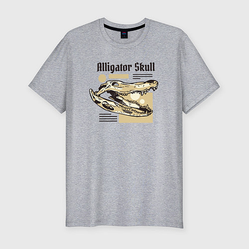 Мужская slim-футболка Alligator skull / Меланж – фото 1