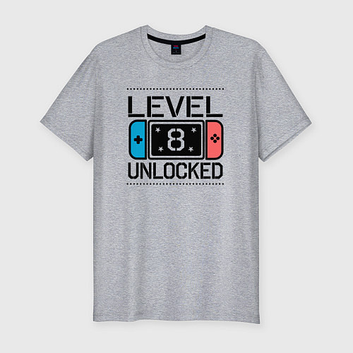 Мужская slim-футболка Level 8 unlocked / Меланж – фото 1