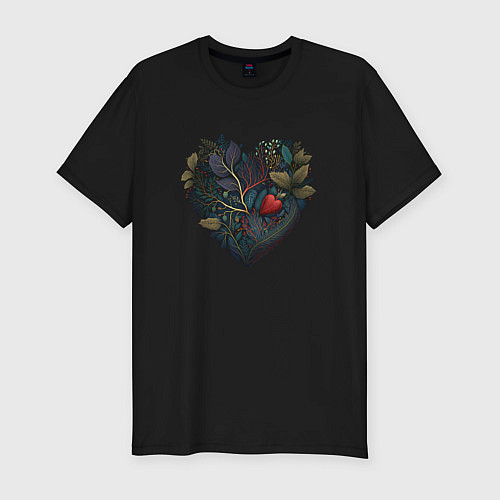 Мужская slim-футболка Natural heart / Черный – фото 1