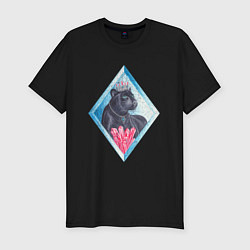Мужская slim-футболка Черная пантера и кристаллы