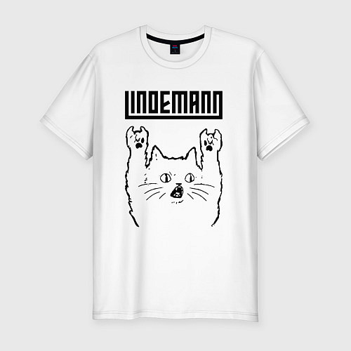 Мужская slim-футболка Lindemann - rock cat / Белый – фото 1