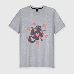Мужская slim-футболка Мартовский котик в любви