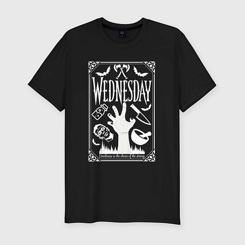 Мужская slim-футболка Логотип Wednesday / Черный – фото 1