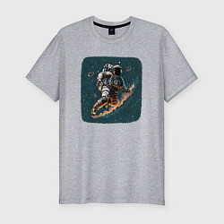 Мужская slim-футболка Космонавт с метеорами