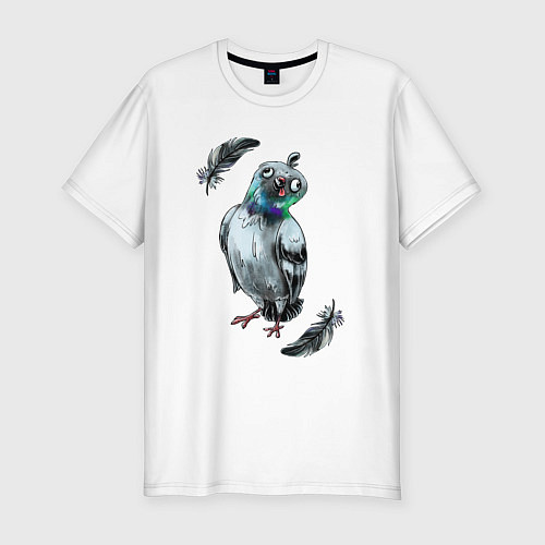 Мужская slim-футболка Чокнутый голубь / Белый – фото 1