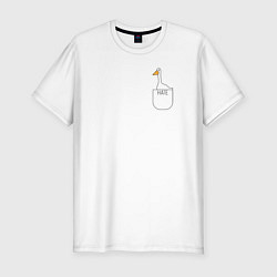 Футболка slim-fit Гусь в кармашке, цвет: белый