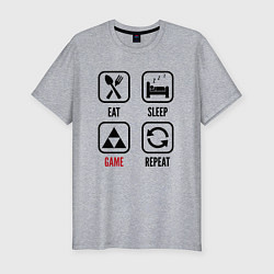 Футболка slim-fit Eat - sleep - Zelda - repeat, цвет: меланж