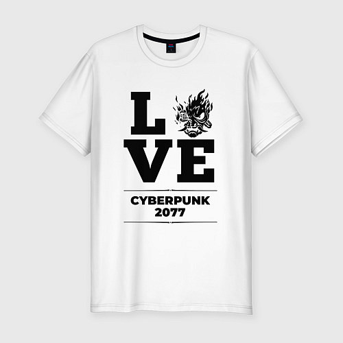 Мужская slim-футболка Cyberpunk 2077 love classic / Белый – фото 1