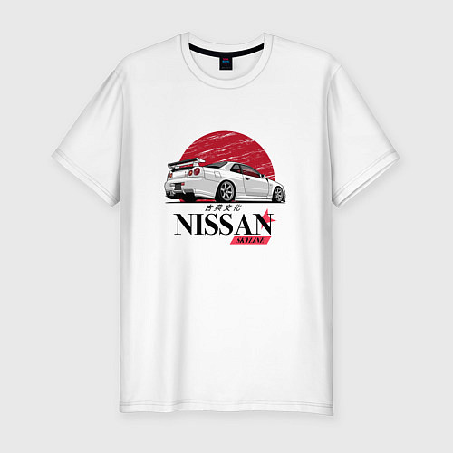 Мужская slim-футболка Nissan Skyline japan / Белый – фото 1