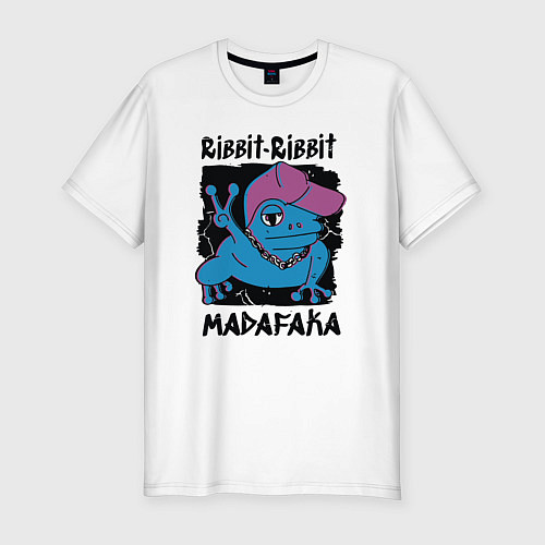 Мужская slim-футболка Ribbit ribbit madafaka / Белый – фото 1