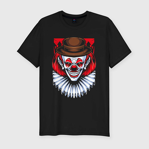 Мужская slim-футболка Клоун в шляпе / Черный – фото 1