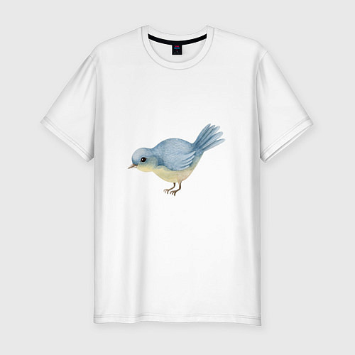 Мужская slim-футболка Синяя птица / Белый – фото 1