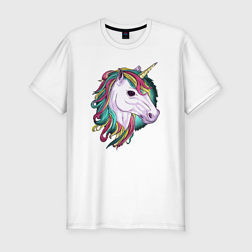 Мужская slim-футболка Лошадь единорог / Белый – фото 1