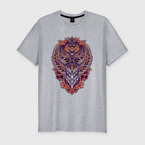 Мужская slim-футболка Cool owl / Меланж – фото 1