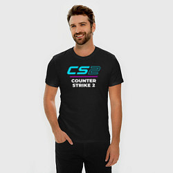 Футболка slim-fit Символ Counter Strike 2 в неоновых цветах, цвет: черный — фото 2