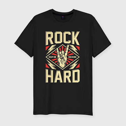 Мужская slim-футболка Хард-рок / Черный – фото 1