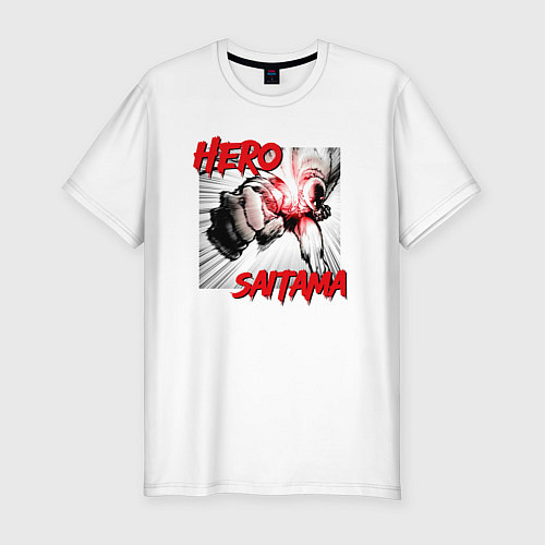 Мужская slim-футболка Герой Сайтама / Белый – фото 1