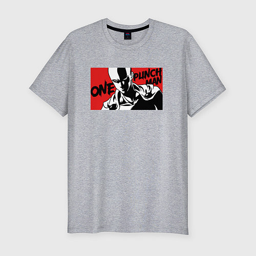 Мужская slim-футболка Ванпанчмен - Сайтама / Меланж – фото 1