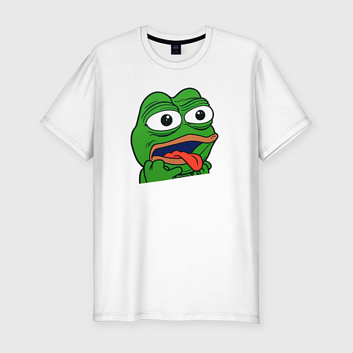 Мужская slim-футболка Лягушонок Пепе маленький / Белый – фото 1